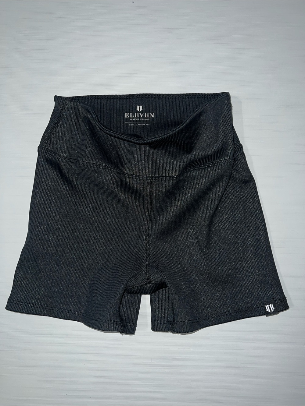 EleVen by Venus Williams Black Ribbed High-Rise Bike Shorts